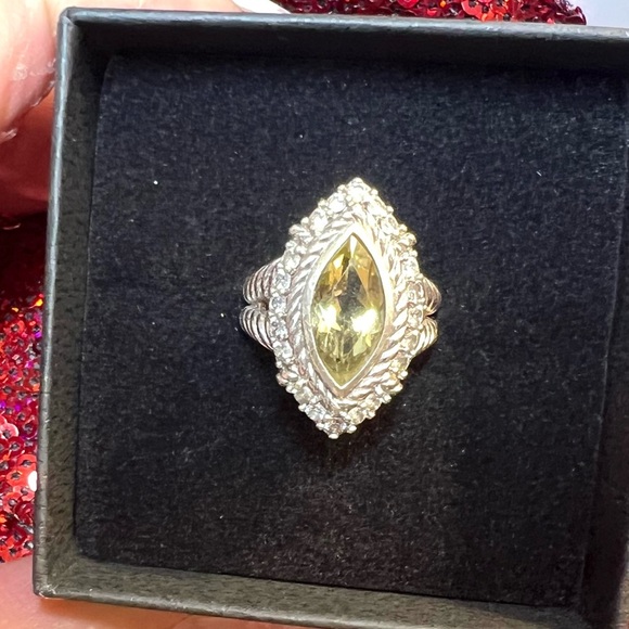 Judith Ripka GORGEOUS Olive Quartz & Sterling Silver Cubic Zirconia ring-SZ 6 - Picture 9 of 15